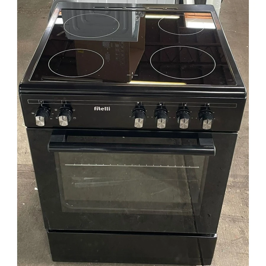 B-keus!! Fitelli FK6001ZW keramisch Vrijstaand fornuis Zwart 60CM BREED met heteluchtoven - Afbeelding 3