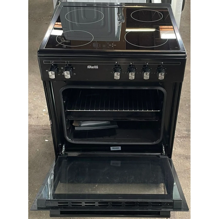B-keus!! Fitelli FK6001ZW keramisch Vrijstaand fornuis Zwart 60CM BREED met heteluchtoven - Afbeelding 4