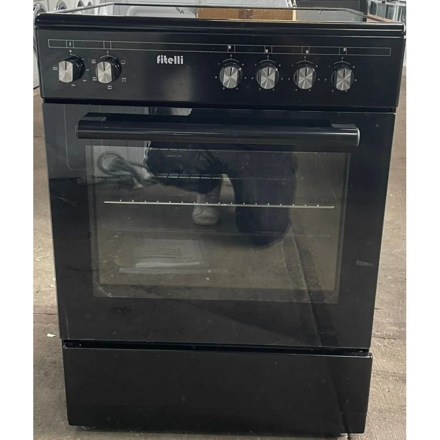 B-keus!! Fitelli FK6001ZW keramisch Vrijstaand fornuis Zwart 60CM BREED met heteluchtoven - Afbeelding 2