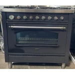 Fornuis Boretti 90 cm antraciet + rvs 6 pits 1 oven - Afbeelding 2