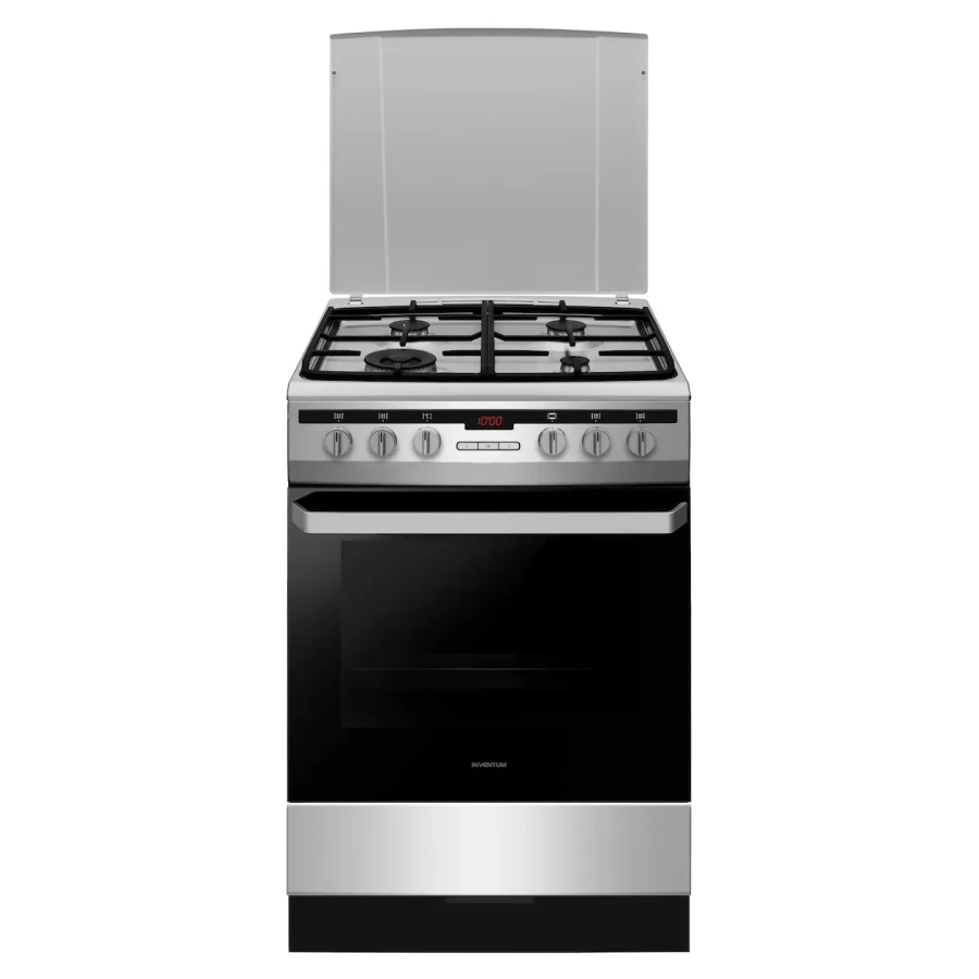 Inventum VFG6034WGRVS - Vrijstaand gasfornuis - Elektrische oven - 4 kookzones - 60 cm - RVS - Afbeelding 1