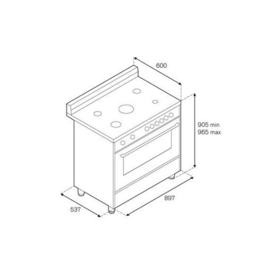BERTAZZONI AMS95IND61CNE Inductie Fornuis 90CM Mat Zwart - Afbeelding 5