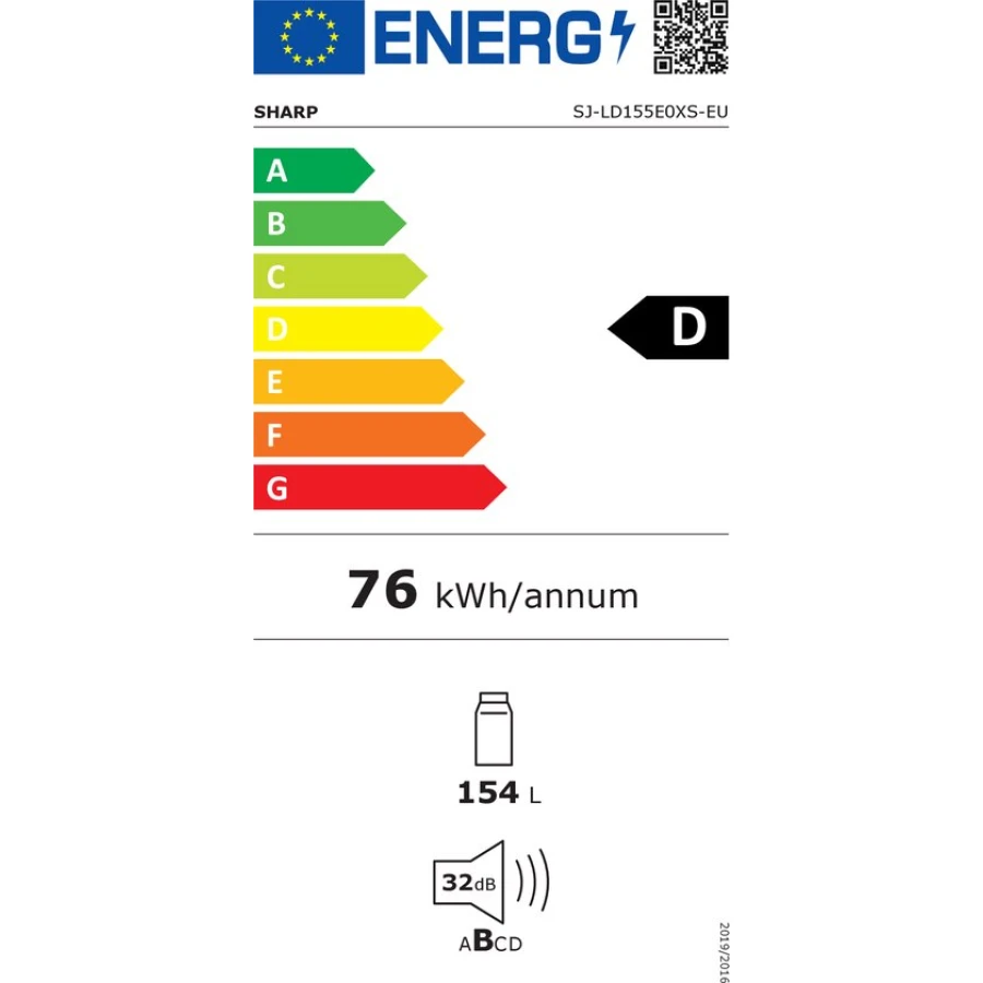 Sharp SJLD155E0XSEU Inbouw Koelkast - Afbeelding 7