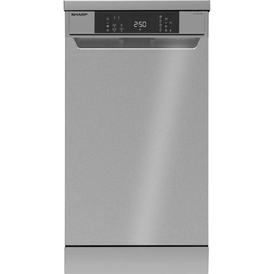 Sharp QWNS1CF49ESEU - vrijstaande vaatwasser - 45cm - Zilver - Afbeelding 1