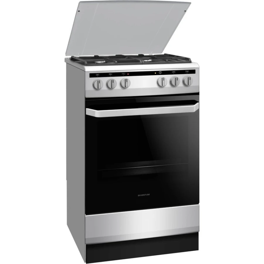 Inventum VFG5020GRVS - Vrijstaand gasfornuis - Elektrische oven - 4 kookzones - 50 cm - 62 liter - Zilver/Zwart - Afbeelding 2