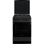 Inventum VFG6034WGZWA - Vrijstaand gasfornuis - Elektrische oven - 4 kookzones - 60 cm - Zwart