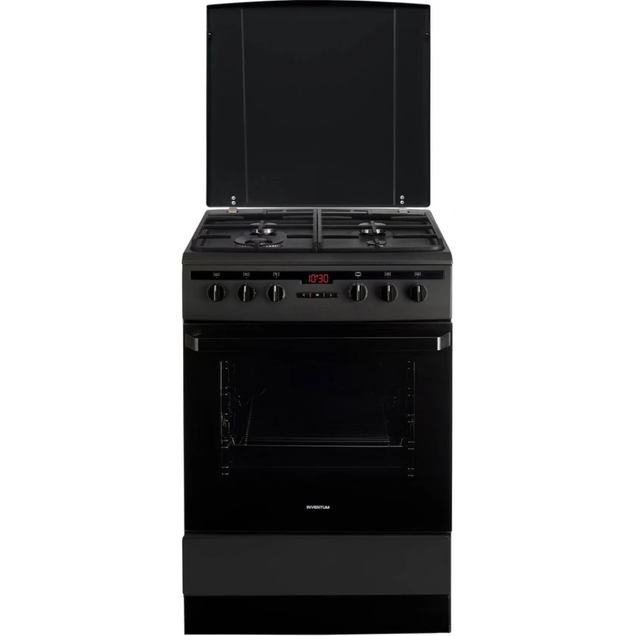 Inventum VFG6034WGZWA - Vrijstaand gasfornuis - Elektrische oven - 4 kookzones - 60 cm - Zwart - Afbeelding 1