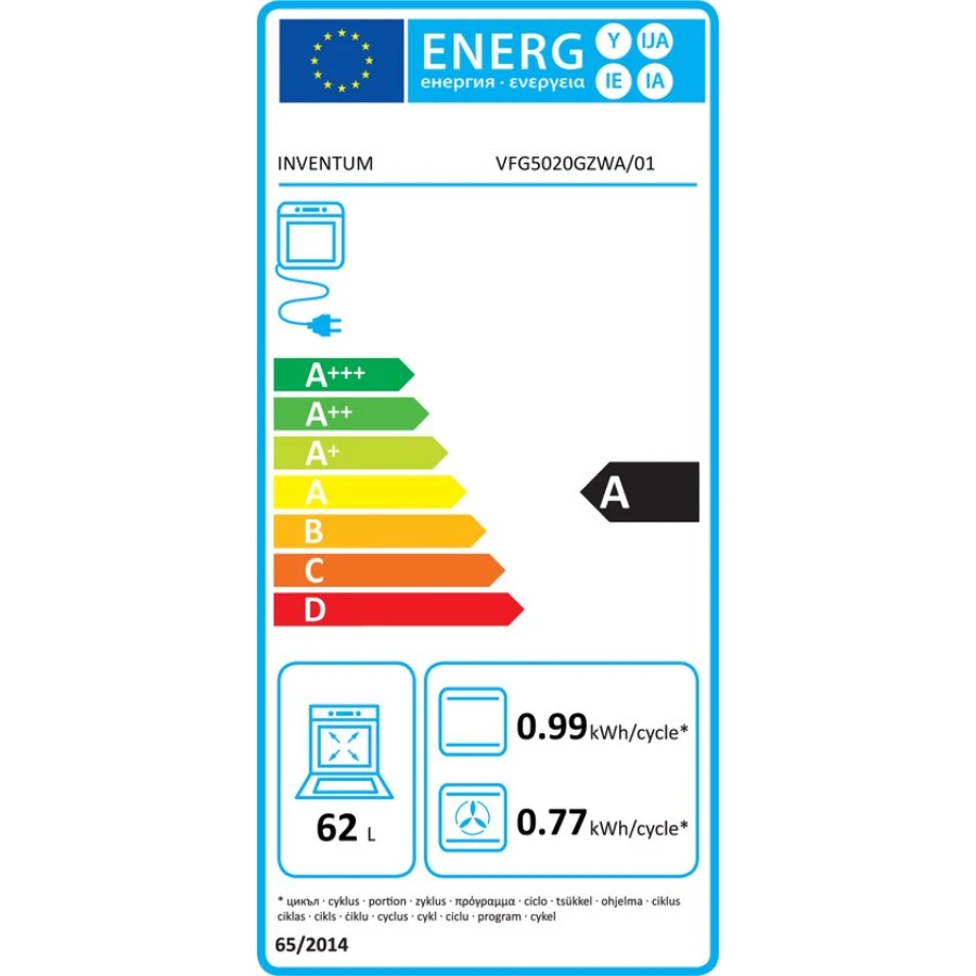 Inventum VFG5020GZWA - Vrijstaand gasfornuis - Elektrische hetelucht oven - 4 kookzones - 50 cm - 62 liter - Zwart - Afbeelding 5