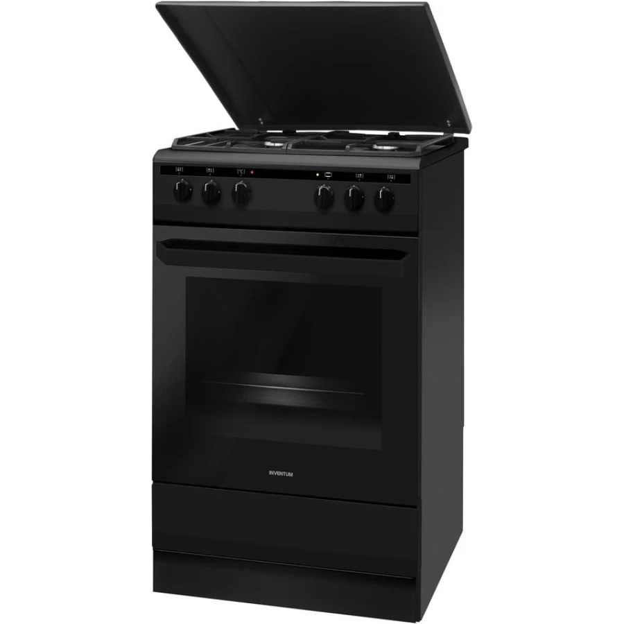 Inventum VFG5020GZWA - Vrijstaand gasfornuis - Elektrische hetelucht oven - 4 kookzones - 50 cm - 62 liter - Zwart - Afbeelding 2