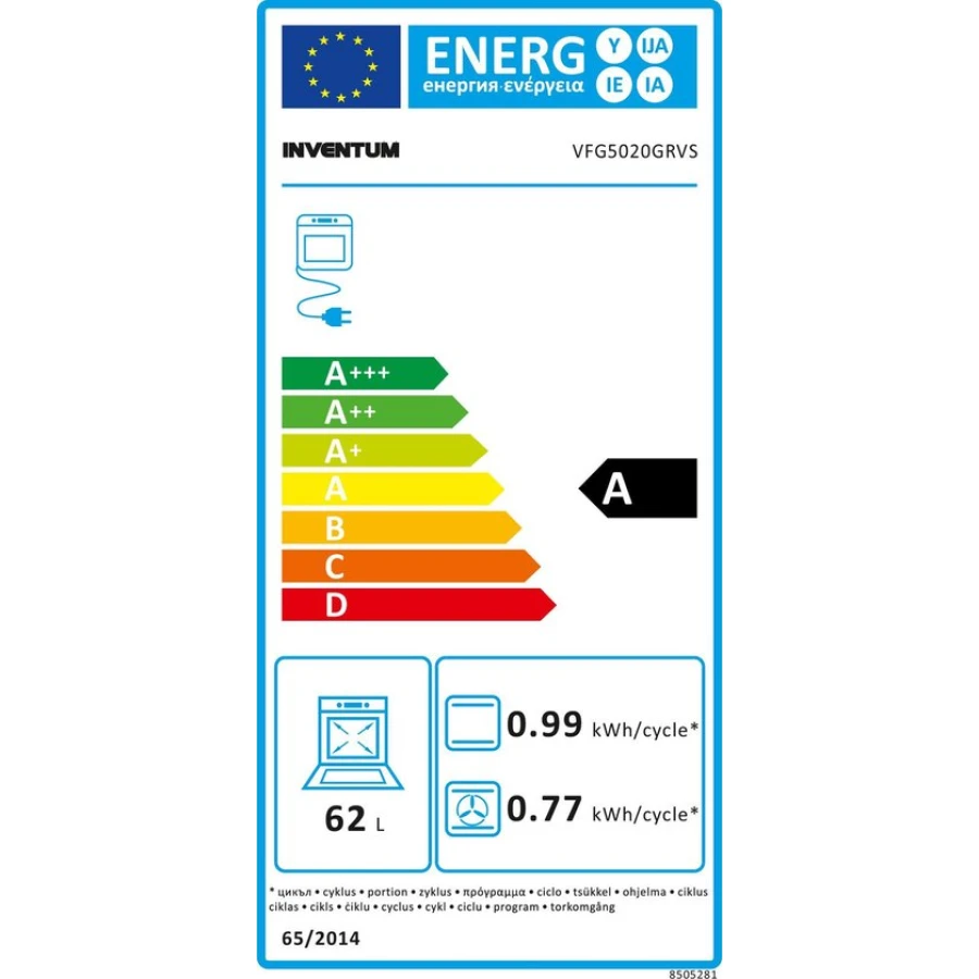 Inventum VFG5020GRVS - Vrijstaand gasfornuis - Elektrische oven - 4 kookzones - 50 cm - 62 liter - Zilver/Zwart - Afbeelding 9