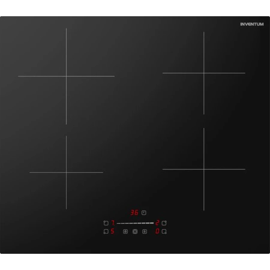 Inventum IKI6028 - Inbouw inductie kookplaat - 60 cm - 4 kookzones - 1- of 2-fase - Randloos - Zwart - Afbeelding 1