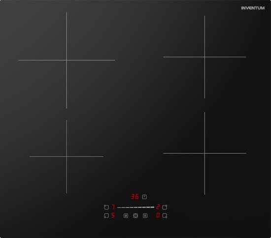 550x484 Inventum IKI6028 - Inbouw inductie kookplaat - 60 cm - 4 kookzones - 1- of 2-fase - Randloos - Zwart - Afbeelding 1