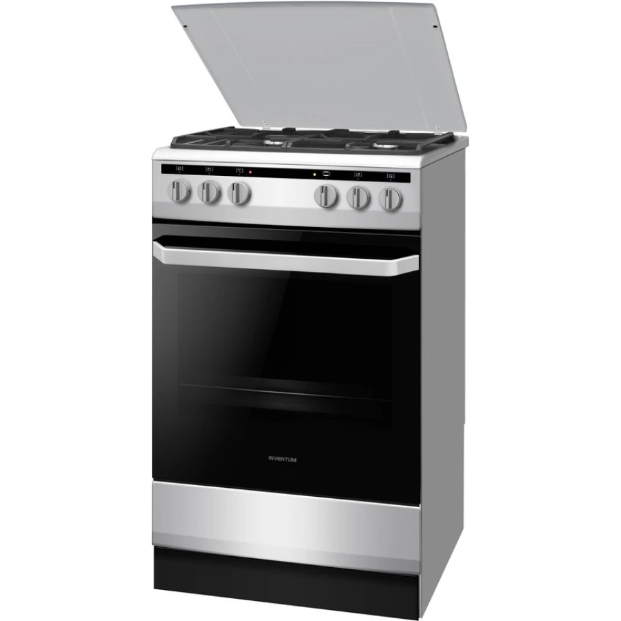 Inventum VFG5020GRVS - Vrijstaand gasfornuis - Elektrische oven - 4 kookzones - 50 cm - 62 liter - Zilver/Zwart - Afbeelding 3