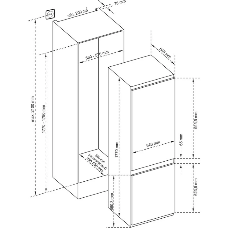 Inventum IKV1786S - Inbouw Koel-vriescombinatie - 177cm hoog - Wit - Afbeelding 9