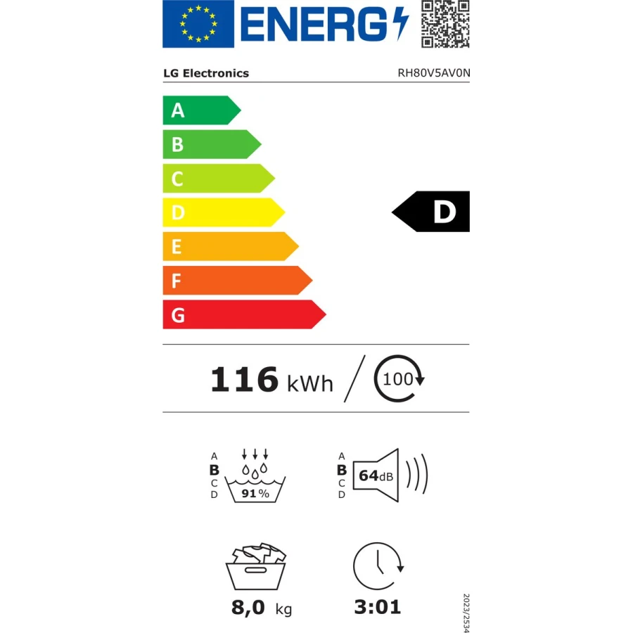 LG | RH80V5AV0N - Warmtepomdroger - 8 kg - Afbeelding 9