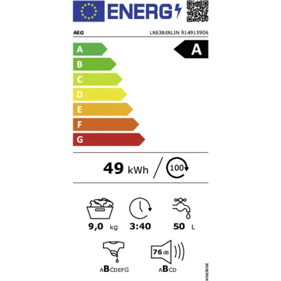 AEG LR63BERLIN 6000 serie ProSense - Wasmachine - 9 kg - 1400 rpm - Afbeelding 3