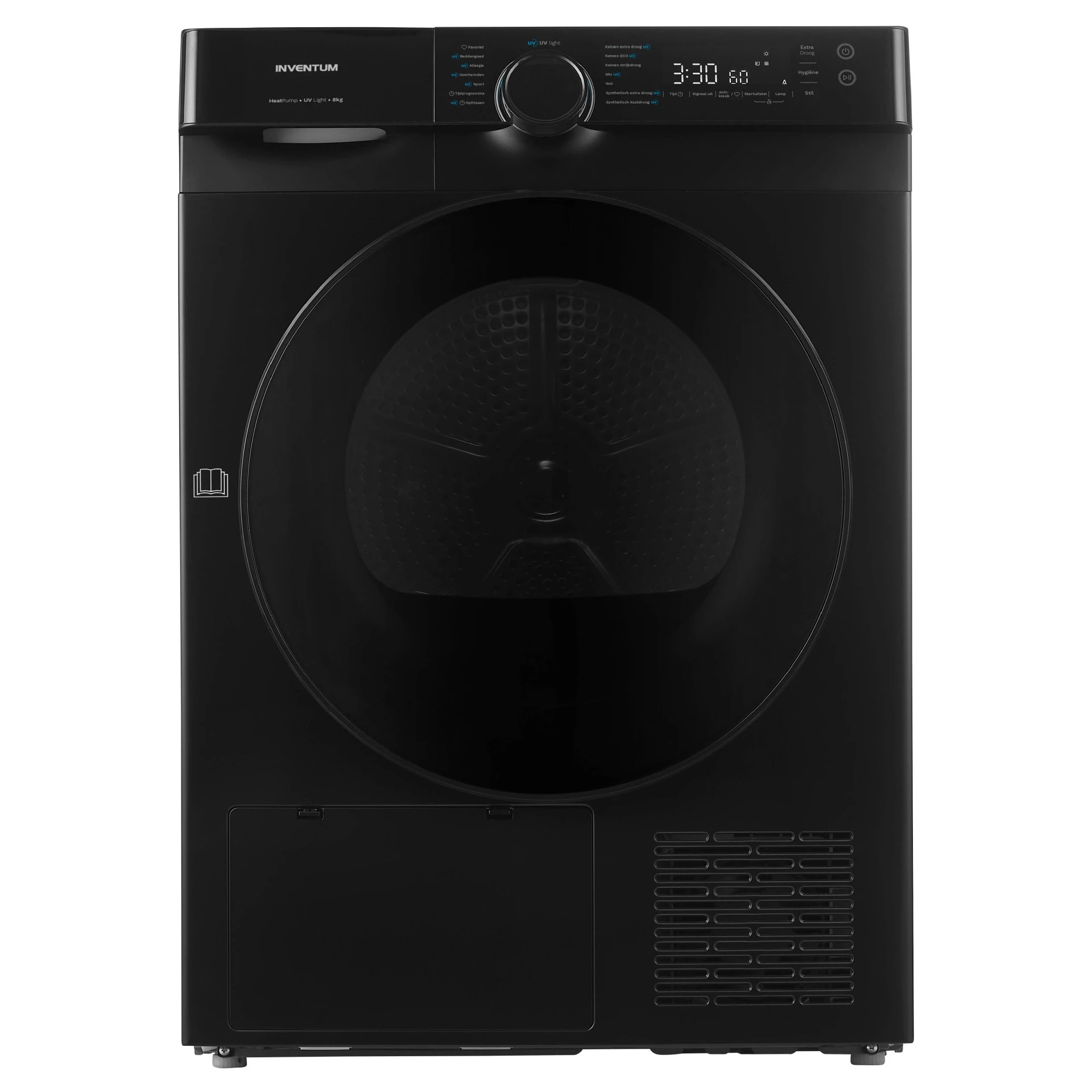vdw8030bjpg Inventum VDW8030B warmtepomp droger zwart met 8 kg. vulgewicht - Afbeelding 1