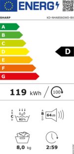 SHARP KDNHA8S6GWDBX Warmtepompdroger 8 kg - Afbeelding 7