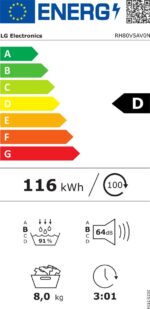 LG | RH80V5AV0N - Warmtepomdroger - 8 kg - Afbeelding 9