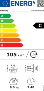 Samsung DV9UDG52A0AB Warmtepompdroger 9kg - Zwart - Afbeelding 9