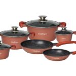 Cheffinger | Luxe Pannenset 10 Delig |  CF-DA1010 ROSEGOLD Inclusief deksels | Alle Warmtebronnen