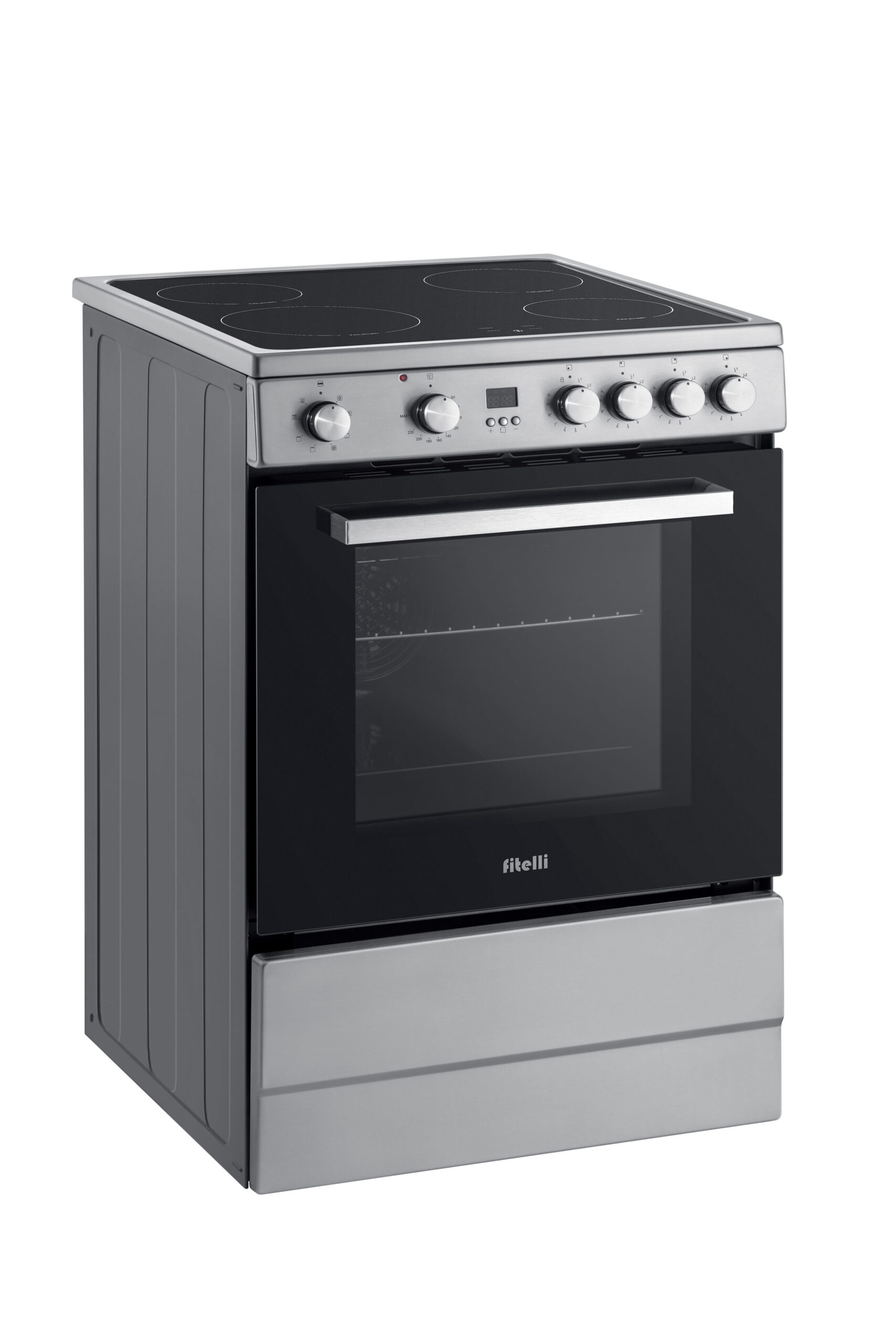 FI6001RVS-1.jpg Fitelli FI6001RVS Inductie Fornuis Vrijstaand 60 cm – Boosterfunctie – met Heteluchtoven – RVS-2 fase - Afbeelding 1