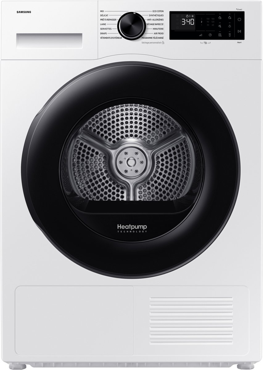 853x1200 Samsung DV90DG52A0AE Wasdroger - Warmtepompdroger - 9kg - wit - NL/FR - Afbeelding 1