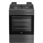 Beko FBM6202ANL AeroPerfect – Vrijstaand Gasfornuis – 60 cm – 4 Gasbranders – Multifunctionele Elektrische Oven – ZWART – 66L – Energieklasse A