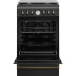 Outlet!! Indesit IS5G8MHA/E gasfornuis, vrijstaand, elektrisch, gas, zwart antraciet 50cm breed