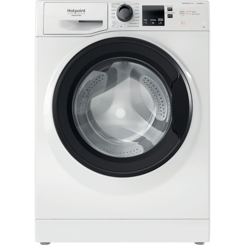 hotpoint-nf825wk-it-washing-machine-front-load-8-kg-1400-rpm-b-white Outlet!! Hotpoint/Ariston NBB 8258 WDV IL Wasmachine 8 kg - Afbeelding 1