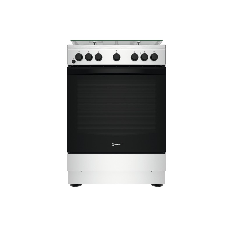 indesit-is67g4phx-e-freestanding-cooker-gas-black-stainless-steel-a Indesit IS67G4PHX/E Vrijstaande gaskookplaat, grijs, roestvrij staal A - Afbeelding 1