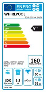 Outlet!! Whirlpool  TDLR 55020L wasmachine Vrijstaand Bovenlader Wit 5,5 kg - Afbeelding 5