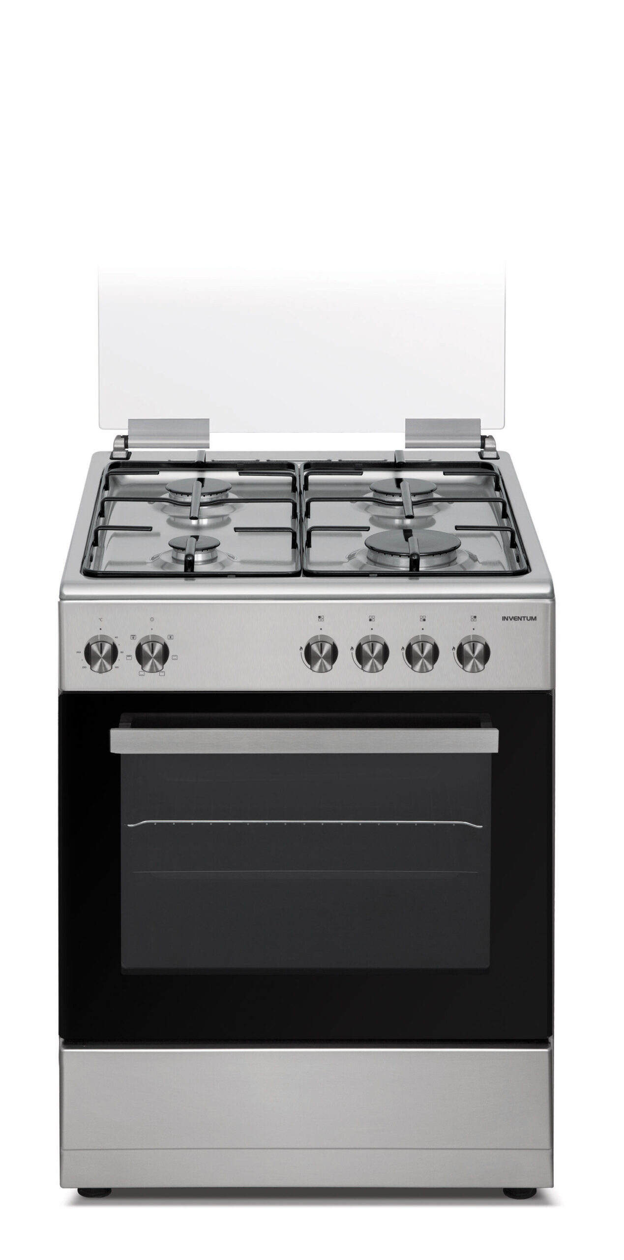 vfg6012rvsjpg Inventum VFG6012RVS Vrijstaand Gasfornuis Zwart/RVS 60cm - Afbeelding 1