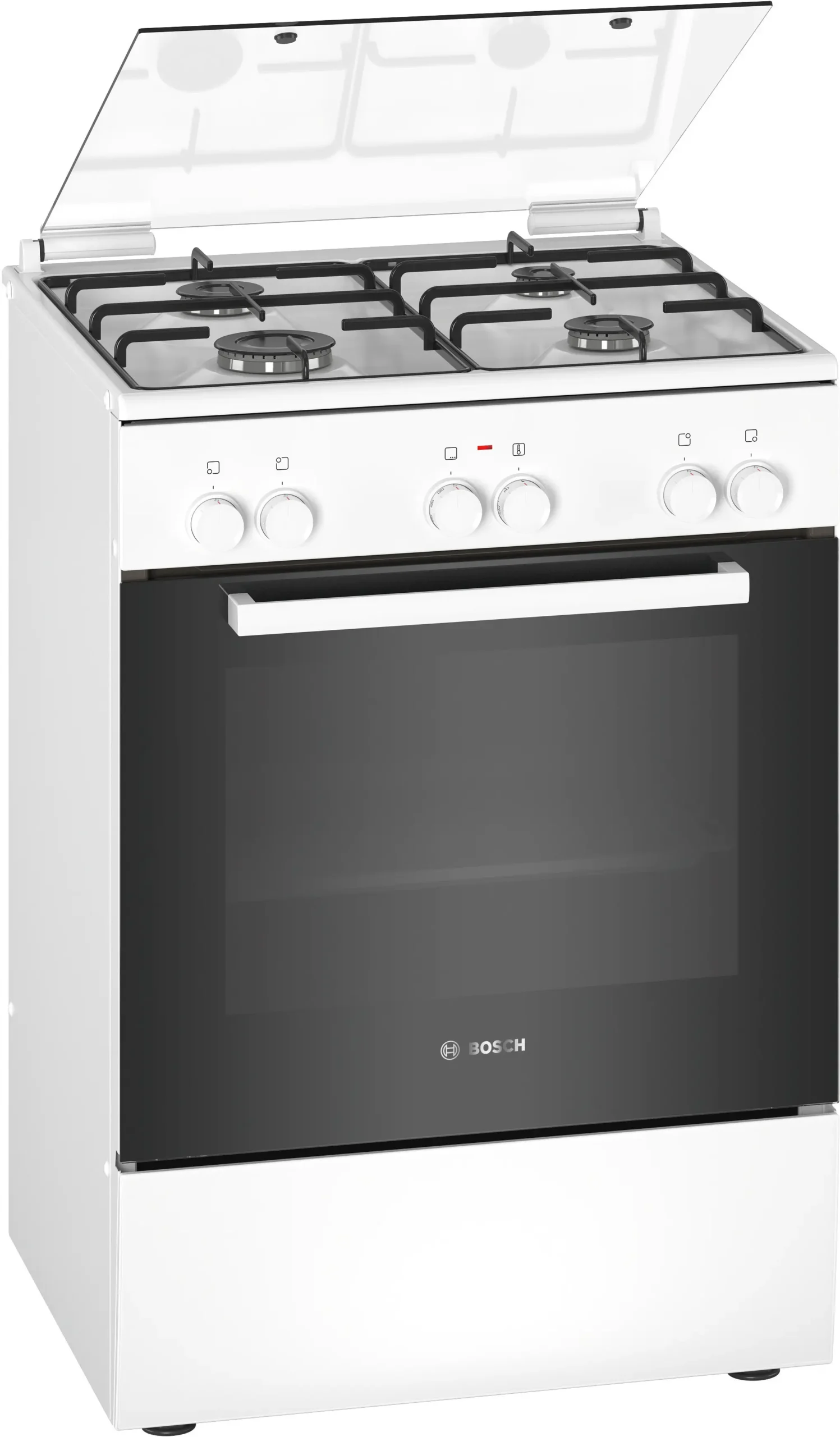 MCSA02446906_131_FS_HXA090D20N_Bosch_B591_White_def Bosch HXA090D20N Gasfornuis met Elektrische Oven 60cm - Afbeelding 1